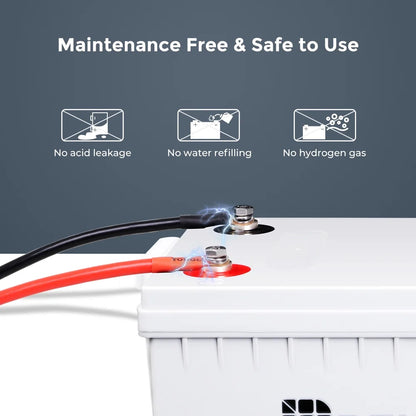 Renogy 200Ah Deep Cycle AGM Battery 12 Volt, 2000A Max Discharge Current, Safe Charge Appliances, RVs, Marine, Solar, off-Grid