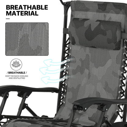MoNiBloom Zero Gravity Chairs Set of 2, Folding Outdoor Patio Beach Recliner with Canopy Shade & Headrest, Black