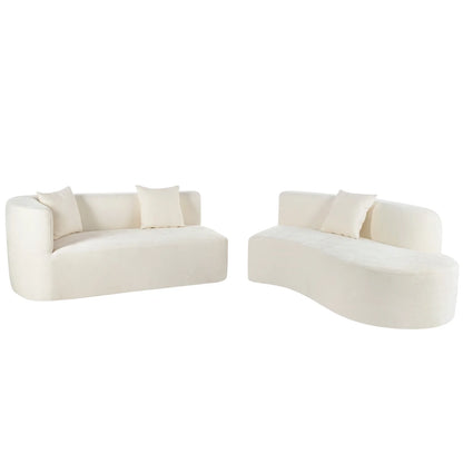 Harper & Bright Designs Modern Curved Floor Sofa Set, Modular Sectional Sponge Couch for Living Room, 2 PC Free Combination No Assembly Foam-Filled Sofa, Beige