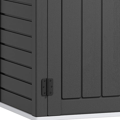 Uforic Outdoor Storage Shed, Vertical Lockable Tool Storage Resin Shed for Garden, Garage, Patio, No Shelves Included, Brown