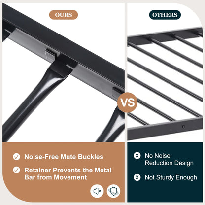 Amolife Twin over Full Size Metal Bunk Bed with Removable Ladder, Full-Length Guardrail, Black