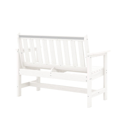 SERWALL Outdoor Bench for 2-Person, Weather-Resistant HDPE with Aluminum Reinforcement, Supports 660 lbs, Comfortable Seating for Patio, Garden, and Porch, Black