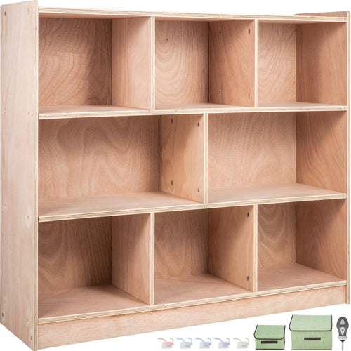 BENTISM Classroom Storage Cabinet Preschool Storage Shelves Wooden 8 Grids Toys Books