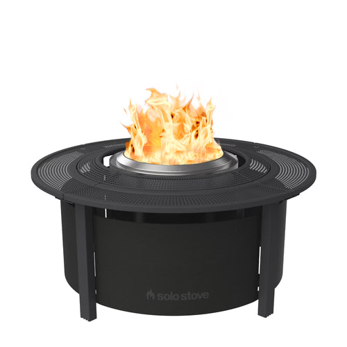Solo Stove Fire Pit Surround Tabletop, Small | Elevation for Ranger and Bonfire Wood burning Outdoor Fire Pit, Powder-Coated Steel/ UV-Resistant Outdoor Fabric, Dimensions (HxDia): 20 x 42 in, Black