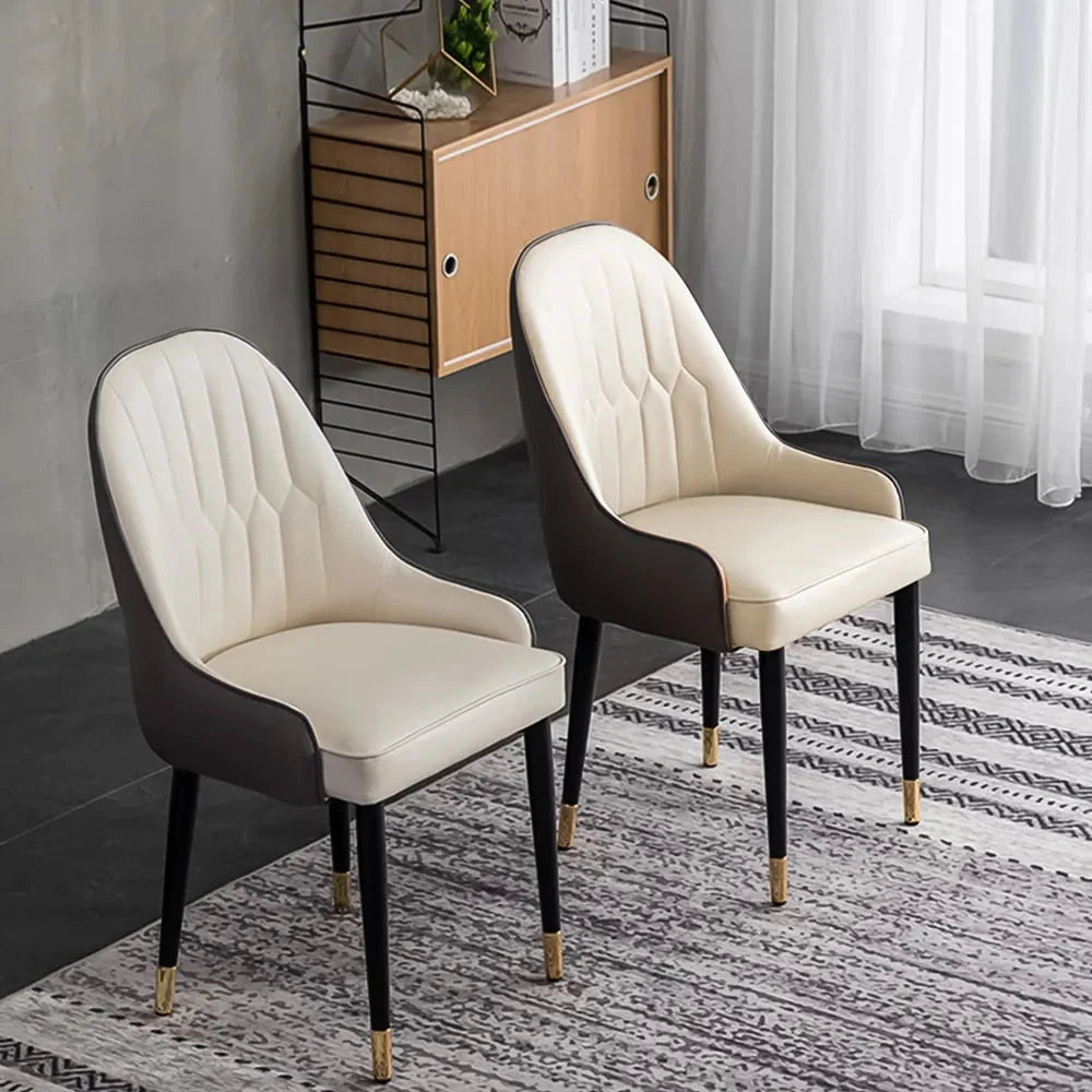 Leavader 63" White Stone Dining Table Set with Black Carbon Steel Base with 6 Dining Chairs