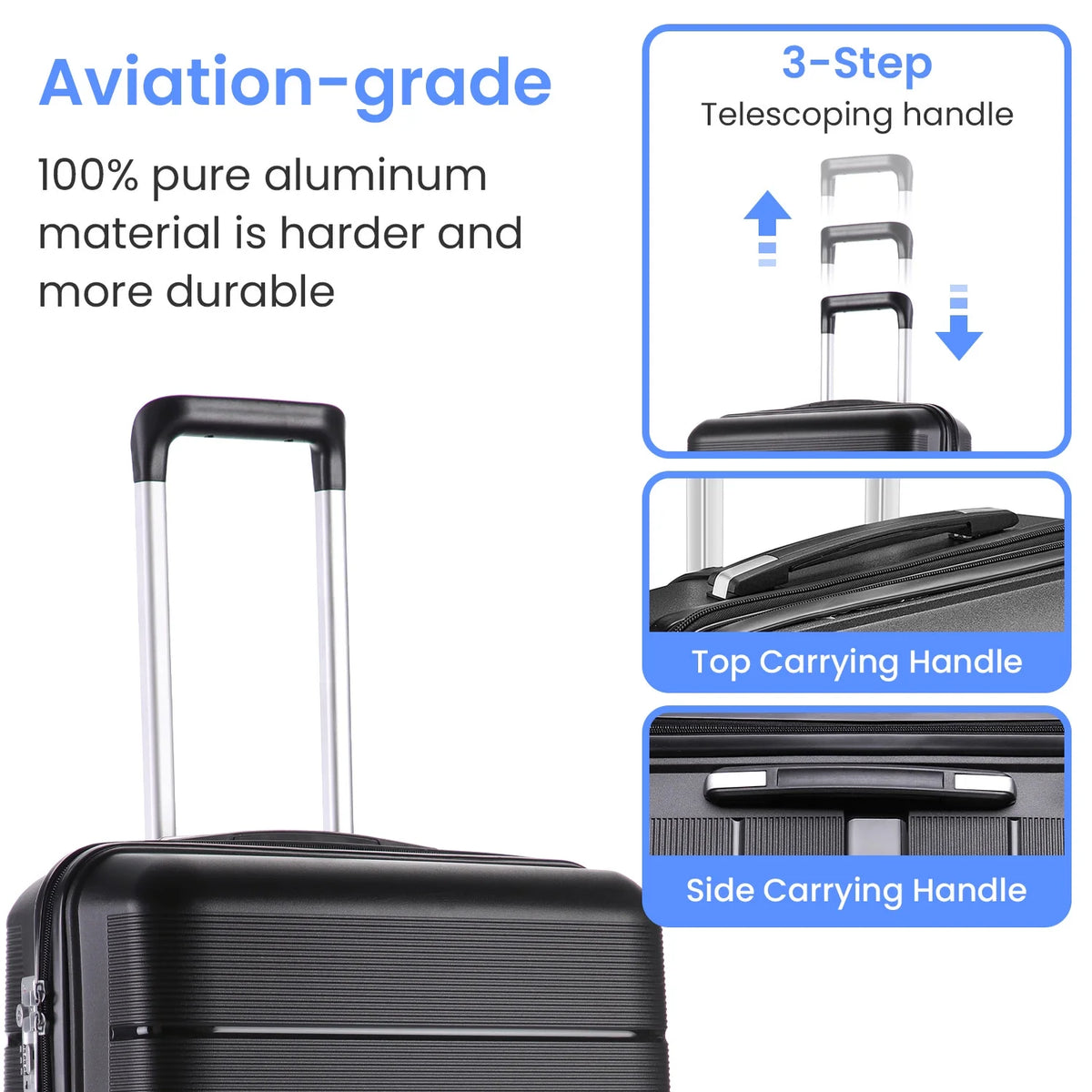 4 Piece Luggage Set, Expandable Lightweight Suitcase Set, PP Materials Travel Luggage with TSA Lock Spinner Wheels, White (14/20/24/28)