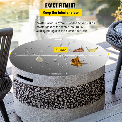 BENTISM Fire Pit Lid Round 40 Inch Foldable Fire Pit Ring Snuff Cover 430 Stainless Steel Fire Pit Spark Screen Cover 3mm Thickness