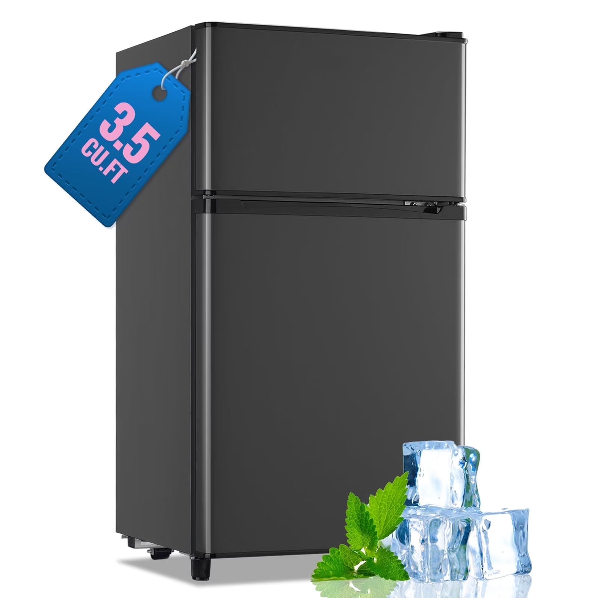 WANAI 3.5 Cubic feet Small Refrigerator with Freezer on Top Double Door Mini Fridge New White