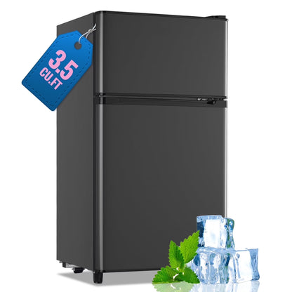 WANAI 3.5 Cubic feet Small Refrigerator with Freezer on Top Double Door Mini Fridge New White