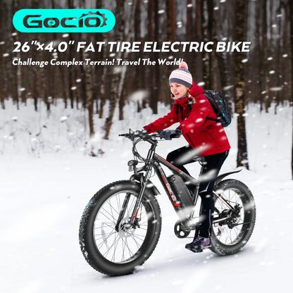 Gocio 26" 4.0 Fat Tire Electric Bike for Adults, 500W Motor, 48V 13Ah Battery, Lightweight Aluminum Alloy Frame, Max 22Mph Electric Mountain Bike Beach Snow Ebike for Men, Professional 7-Speed UL2849