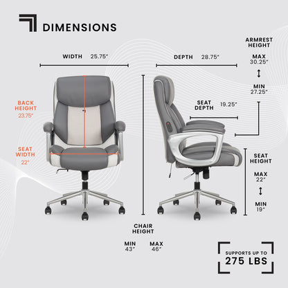 Sharper Image S-120 Massage and Heat Office Chair, Gray/White