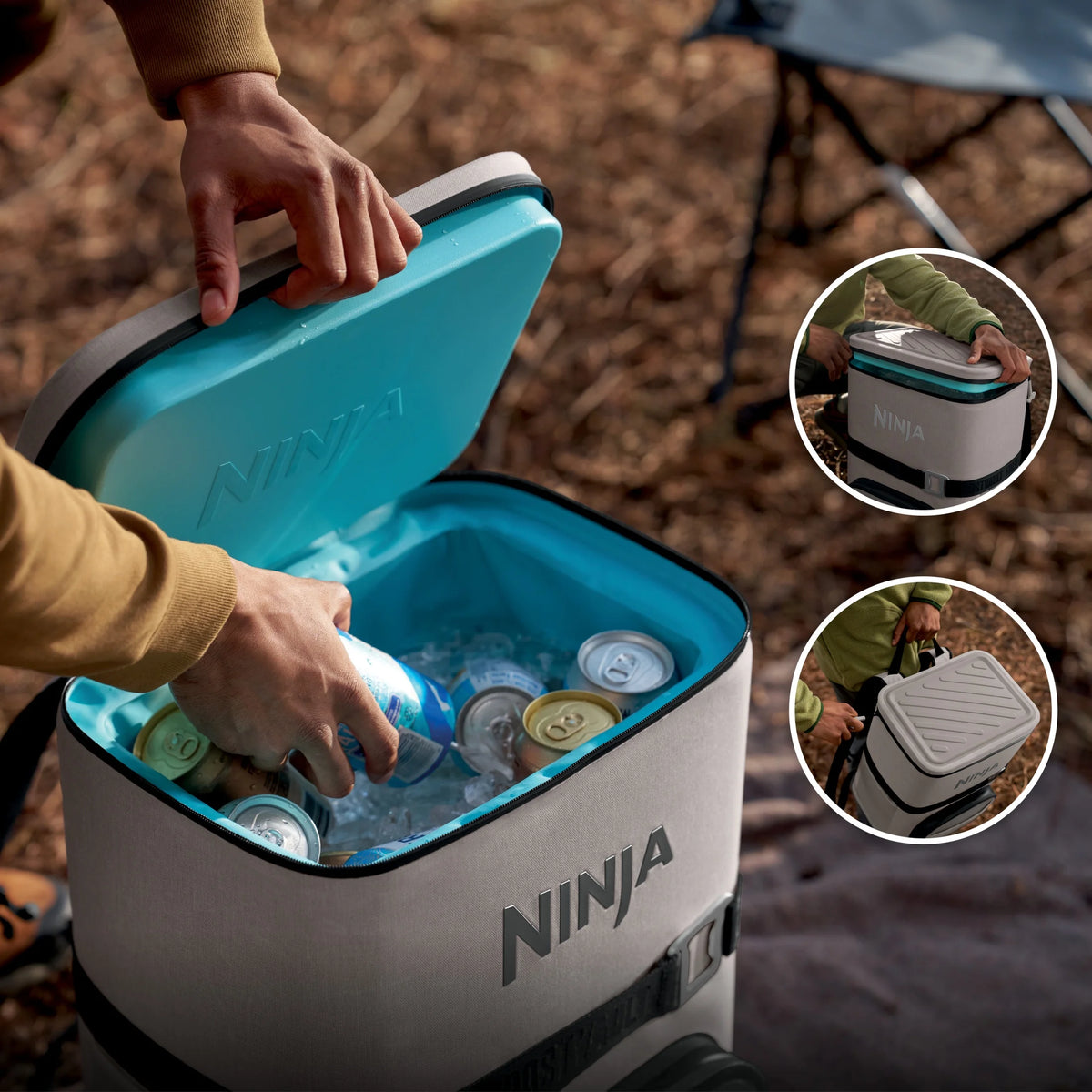 Ninja Outdoor FrostVault Go 24-Can Soft Cooler with Cold Dry Zone, Lakeshore Blue - FF124NV