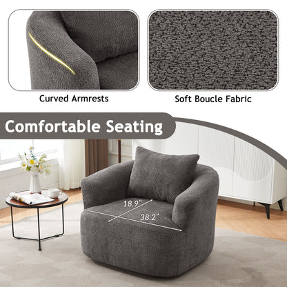 Harper & Bright Designs 360�� Swivel Accent Chair, Barrel Chair Swivel Upholstered Sofa Chair with Cushion for Living Room Office, Beige