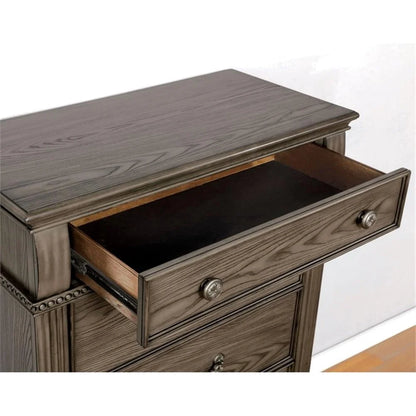 FOA Charo 6pc Gray Wood Bedroom Set-King Nightstands??����?��?