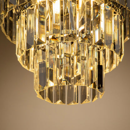 AloaDecor 3-Light 13" Cone Shape 4-Tier Crystal Chandelier Matt Black Painted 13 to 24 Inches Painted