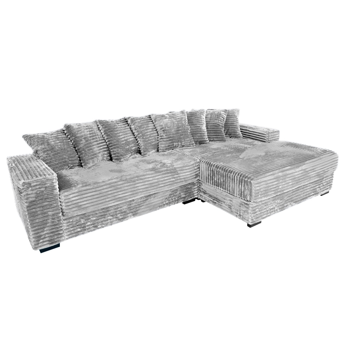 Advwin 110" Oversized L Shaped Sofa with Chaise, Comfy Plush 2-Piece L-Shaped Sectional Couches with 8 Pillows, Soft Fluffy Upholstered Sofa Bed for Living Room Apartment Bedroom, Light Gray