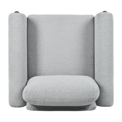 Oversized Accent Chair, Upholstered Living Room Chairs Single Sofa Chair with Walnut Legs, Curved handrail, Green