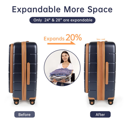 Carry On Luggage 22 x 14 x 9 Airline Approved Lightweight Hardside Spinner Luggage with TSA Lock and Laptop Compartment, Beige, CY2431