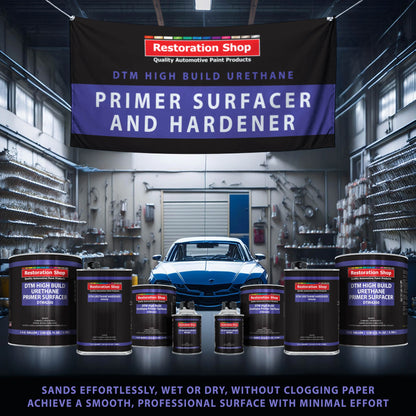 1.25 Gallon 2K High Build Primer Automotive Paint Kit - 1 Gal. Gray Urethane Primer Surfacer, 1 Qt Hardener, 4:1 Mix Ratio - Professional Auto Car Refinish Coating - Auto Body Repair