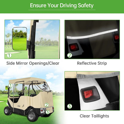 10L0L 2 Passenger Golf Cart Enclosures Fit EZGO TXT RXV, Waterproof Driving Cover Black Golf Cart Accessories