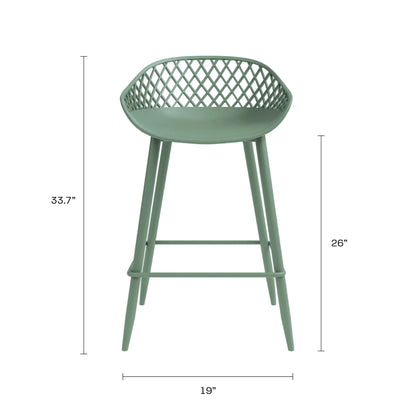 Kurv Indoor and Outdoor Counter Stool - Aloe Green - Set of 2