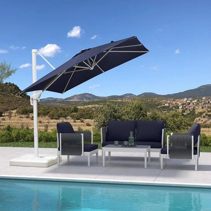 PURPLE LEAF 9 �� 11.5 FT Patio Umbrella White Cantilever Offset Umbrella Rectangle Outdoor Umbrella with 360�� Rotation for Garden Deck Pool, Beige