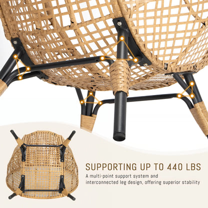RADIATA 440 lbs Outdoor Egg Chair with Foot Rest & Ottoman, Wicker Patio Egg Chair for Indoor or Garden,Beige