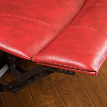 Noble House Haden Faux Leather Glider Recliner, Red