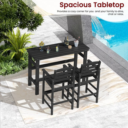 SERWALL 41" Outdoor Bar Table, HDPE All Weather Adirondack Outdoor Bar Height Table, Navy