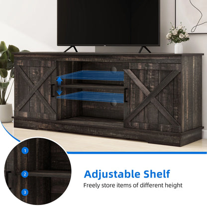 Dextrus Farmhouse TV Stand for 65 inch TV, Entertainment Center for Living Room, TV Media Console Cabinet, Grey Wash