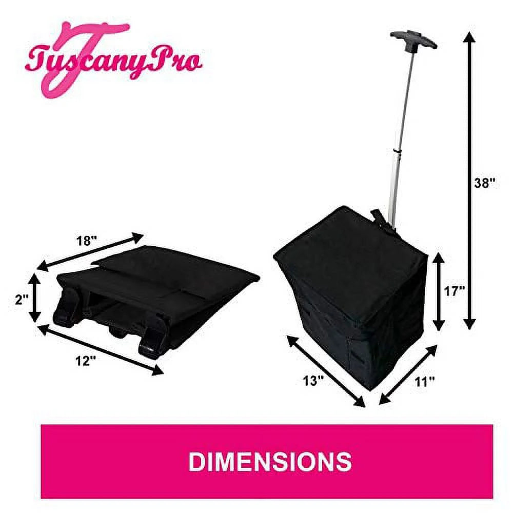 TuscanyPro Portable Makeup Artist Chair with Storage Cart & Umbrella Light Set - Perfect for Makeup, Salons, Movie Sets - Italian Design - 29 Inch Seat Height