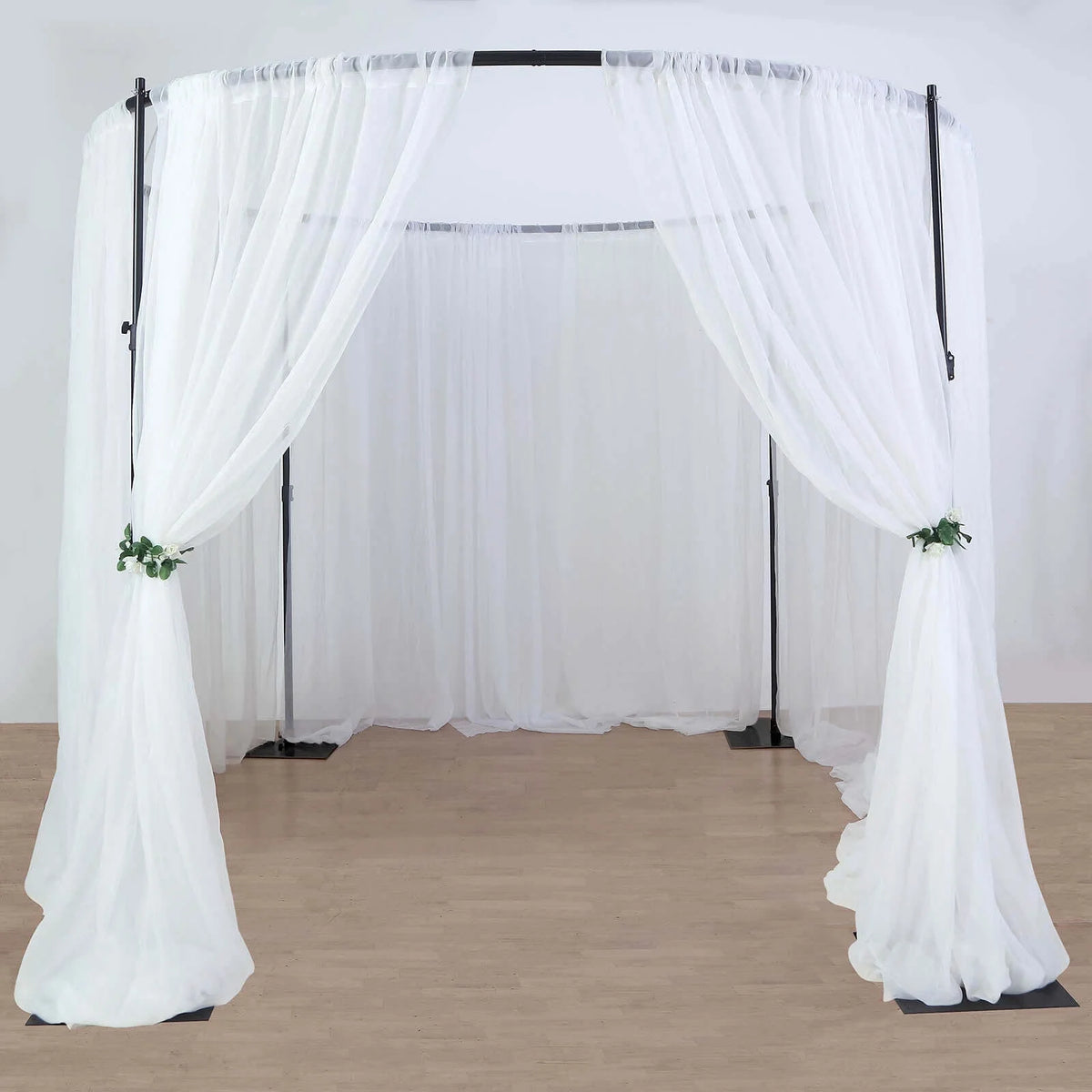 Efavormart 10ft | 4 Post Gold Metal DIY Photography Backdrop Stand, Wedding Arch Canopy Tent