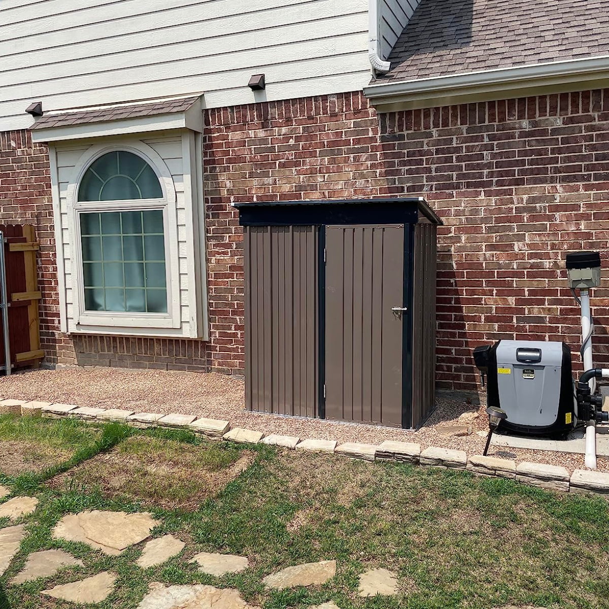 5'x3' Outdoor Storage Shed, Lofka Metal Storage Tool Shed with Single Lockable Door, for Bike| Garden Tools| Patio, Grey