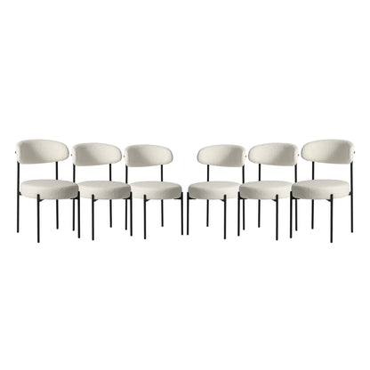 WestinTrends Alexandria Mid-Century Modern Upholstered Sherpa Round Dining Chairs (Set of 4), Sunset Gold
