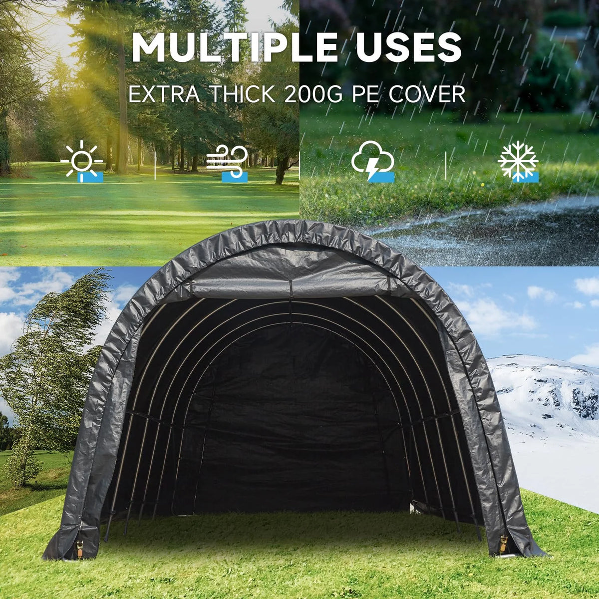 Erommy 12 x 24 FT Heavy Duty Carport, Outdoor Anti-Snow All Covered  Portable Garage with Reinforced All-Steel Frame for Car, Truck, Boat