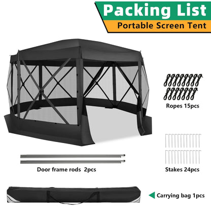 COBIZI 8x8 Pop up Gazebo Tent, Ez up Waterproof Screen Tent Screen House, Portable Outdoor Canopy Sun Shelter with 3 Sidewalls, Carry Bag & Ground Stakes for Camping, Garden and Picnics, Gray