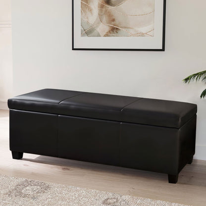 BELLEZE Storage Ottoman Bench Footstool - Amherst (Beige)