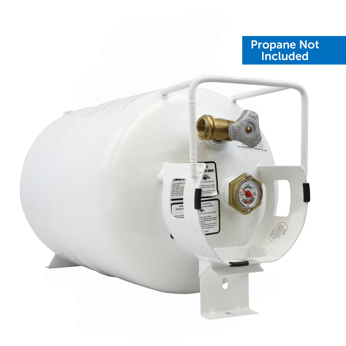 Flame King Empty Steel Horizontal Propane Tank Cylinder with OPD & Built-in Gauge, 30 Lbs