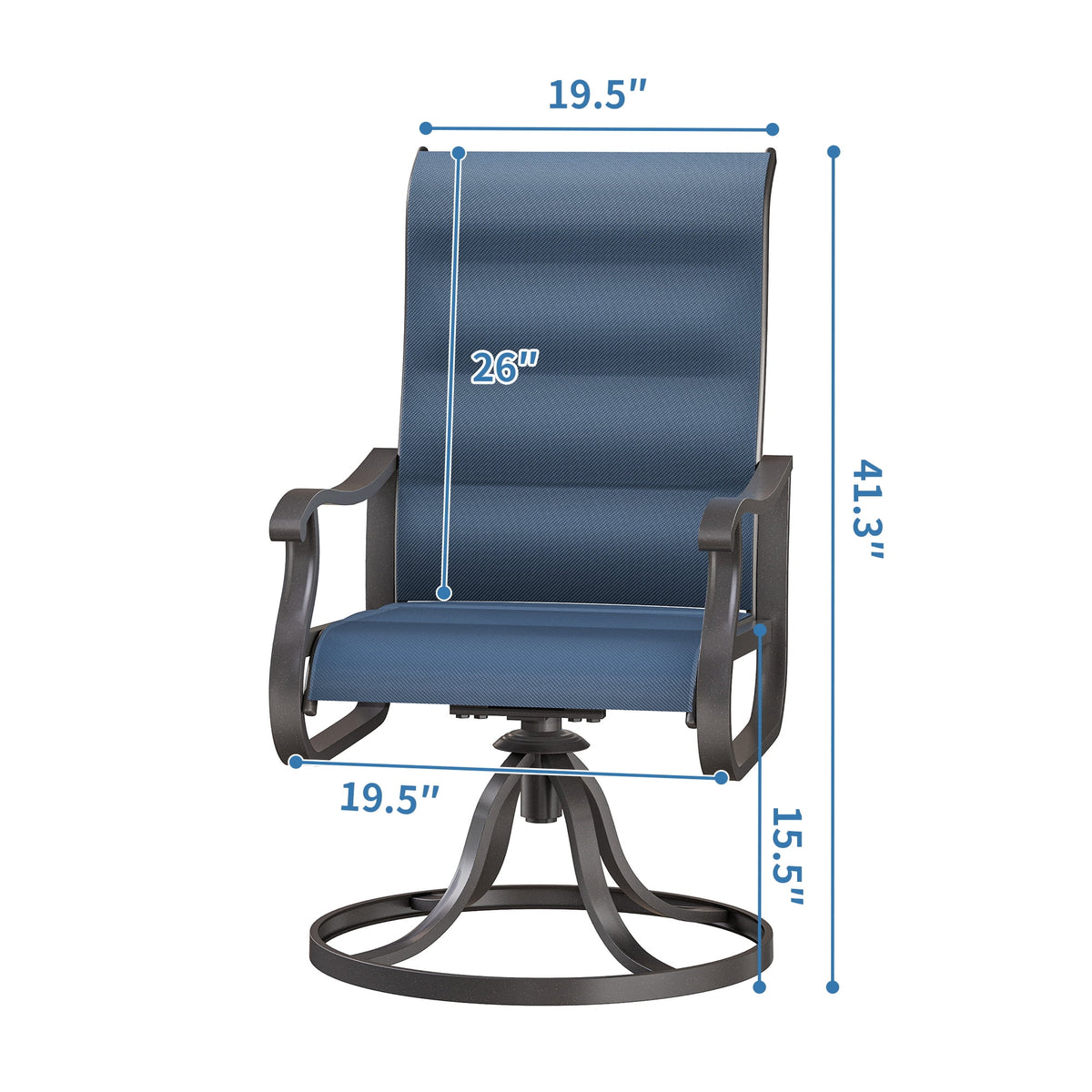 UDPATIO High Back Outdoor Dining Chairs Set of 2, All Weather Swivel Patio Chairs, Breathable Garden Outdoor Furniture for Backyard Deck