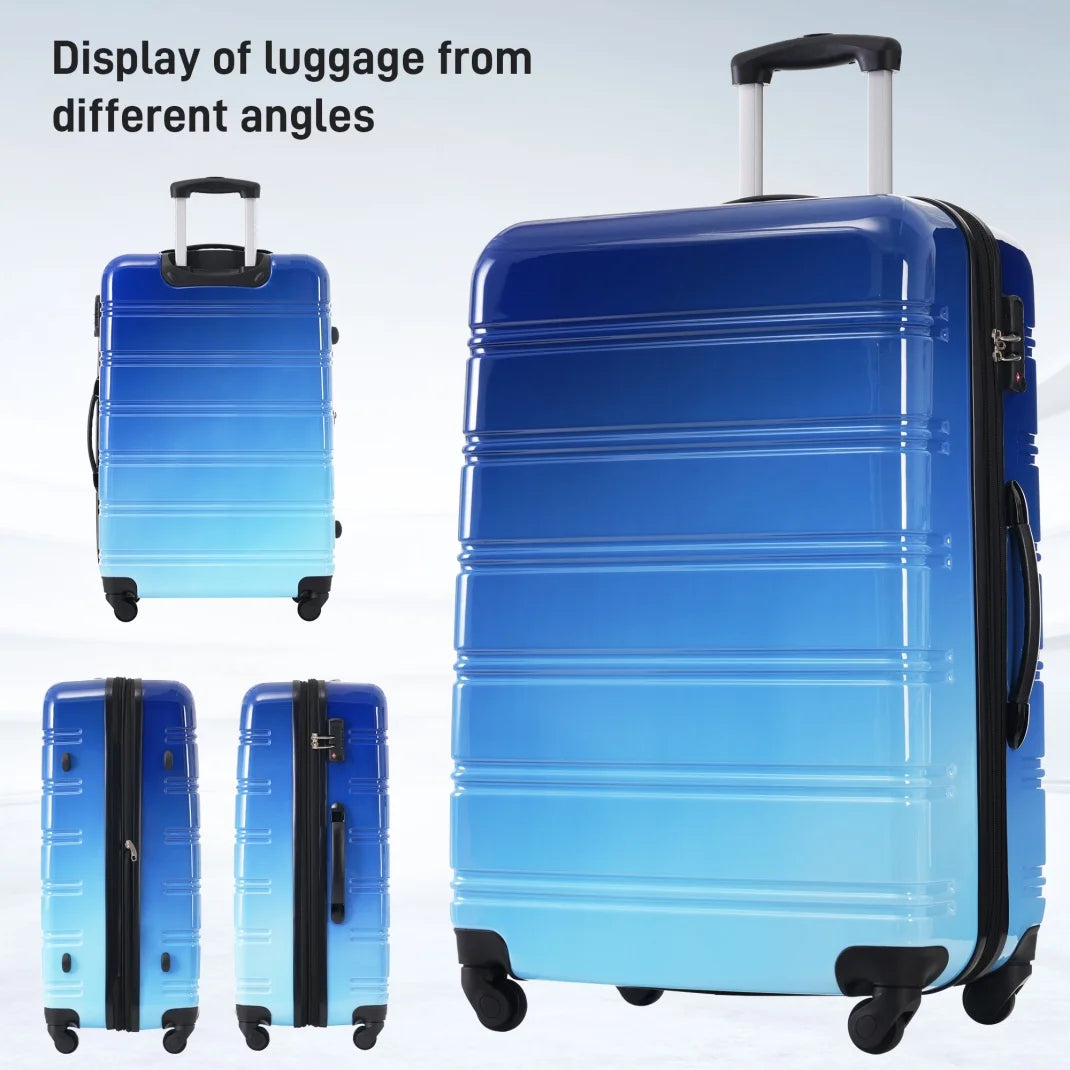 3 Piece ABS Luggage Set, Luggage with Spinner Wheel & TSA  20/24/28 inch, Purple