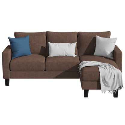Homall Convertible Sectional Sofa Couch, Modern Linen Fabric L-Shaped Couch 3-Seat Sofa Sectional with Reversible Chaise for Small Living Room, Apartment and Small Space, Dark Gray