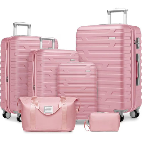 Luggage Sets 6 Piece with Duffel Bags, Hardside Expandable Suitcases with Spinner Wheels TSA Lock, Cream