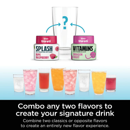Ninja Thirsti Drink System Complete Still and Sparkling Customization Drink Kit with CO2 Canister, Flavors, and 48oz Reservoir