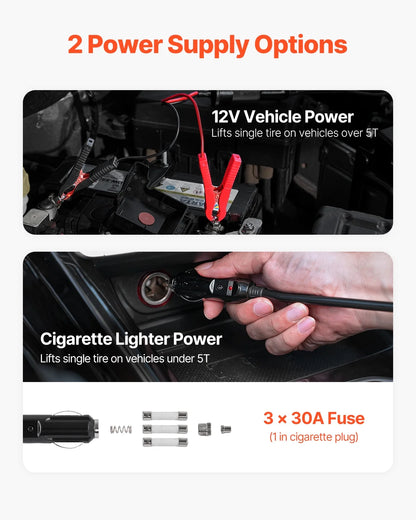 KFFKFF Electric Car Jack, Capacity of 5 Tons/11000 lbs, Integrated Inflator Electric Scissor Jack, 12V Tyre Swap Tool with Electric Torque Wrench & Illuminated LED, Compact Jack Set