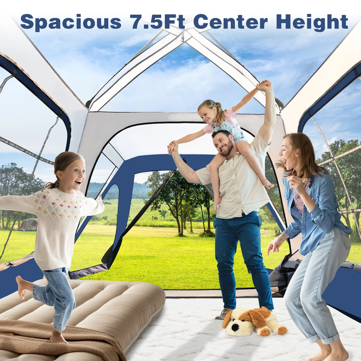 MOPHOTO SUV Tents for Camping 4 People, PU 3000mm Waterproof SUV Tent Attachment Tailgate Tent for Car Jeep Van, Spacious Space 8.2'L x 8.2'W x 7.2'H with 2 Awnings & Double Door