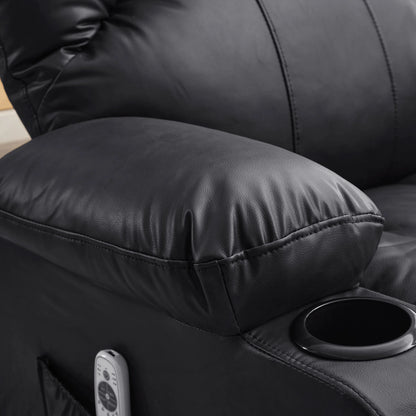 JONPONY Manual Recliner Chair with Heat Therapy and Massage Function, Heavy Duty Reclining Mechanism Massage Chair, Elderly Single Rocker Sofa with Cup Holders for Bedroom Home Theater,Black