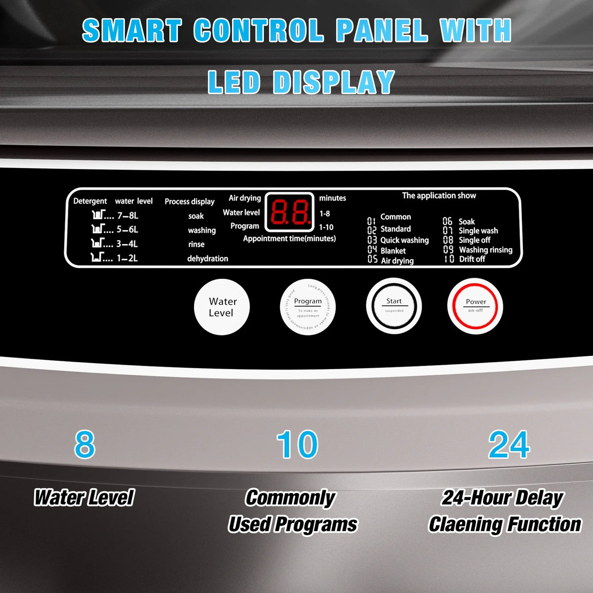 TABU Washer and Dryer Set, 17.6LBS Full Automatic Washing Machine & 8.8LBS Portable Dryer (Gray&White)
