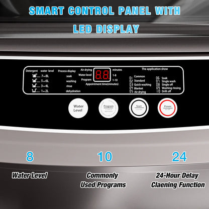 TABU Washer and Dryer Set, 17.6LBS Full Automatic Washing Machine & 8.8LBS Portable Dryer (Gray&White)