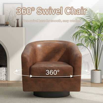 DREAMSIDEA Swivel Barrel Accent Chair for Living Room, Modern Upholstered Round Club Armchair-Cream