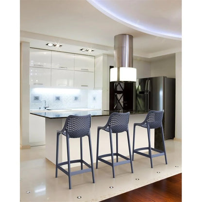 Home Square Polypropylene Patio Bar Stool in Taupe - Set of 2